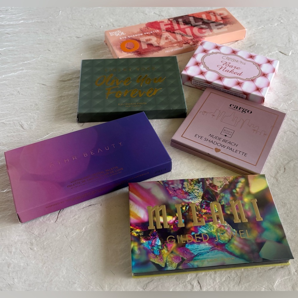 6 Eyeshadow Palette Bundle, Touch in Sol, VV, Beauty C, Cargo, Athr, Milani NIB